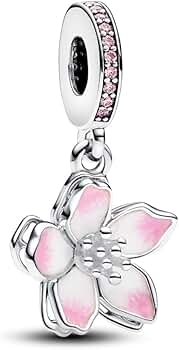 Pandora ピンクの花のチャーム Blue Pansy Flower Charm
